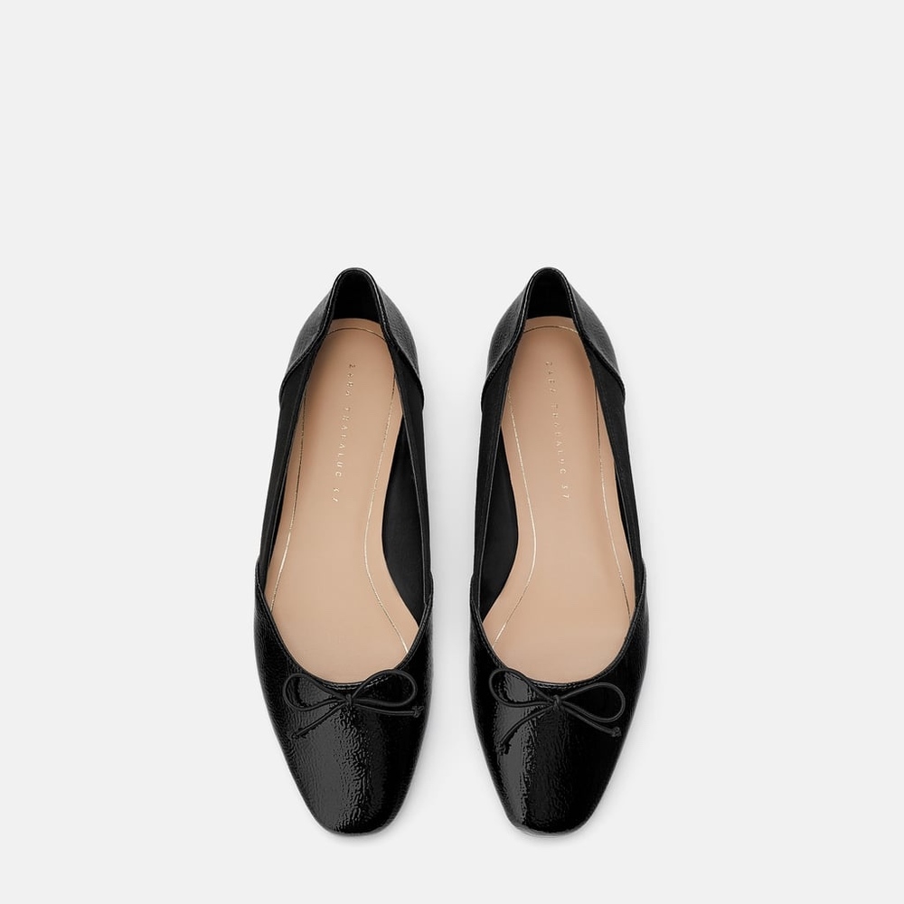 🔥Last one🔥Zara BALLET FLATS WITH BOW Black 129 - Picture 5 of 5